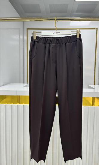 BELİ LASTİKLİ ÖNÜ KISA ARKASI UZUN PANTALON ACI KAHVE